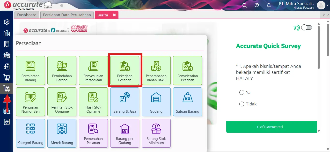 Cara mencatat pekerjaan pesanan